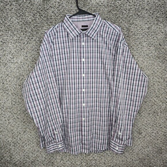 Jos A Bank Dress Shirt Mens XL Purple‎ Plaid Reserve Traditional Fit Button Up - Picture 1 of 7
